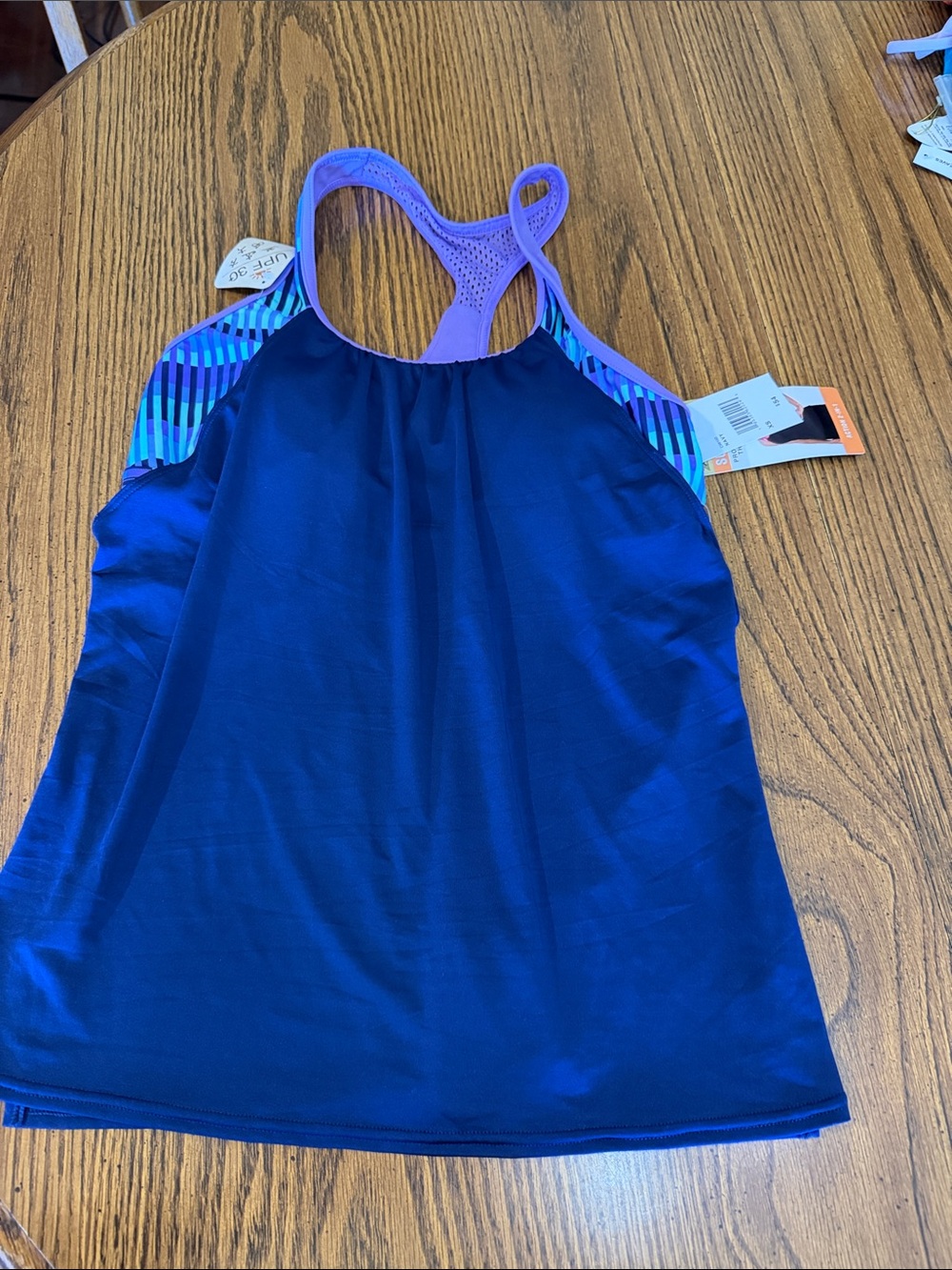ZeroXposur Blue and Purple Racerback Tankini Top